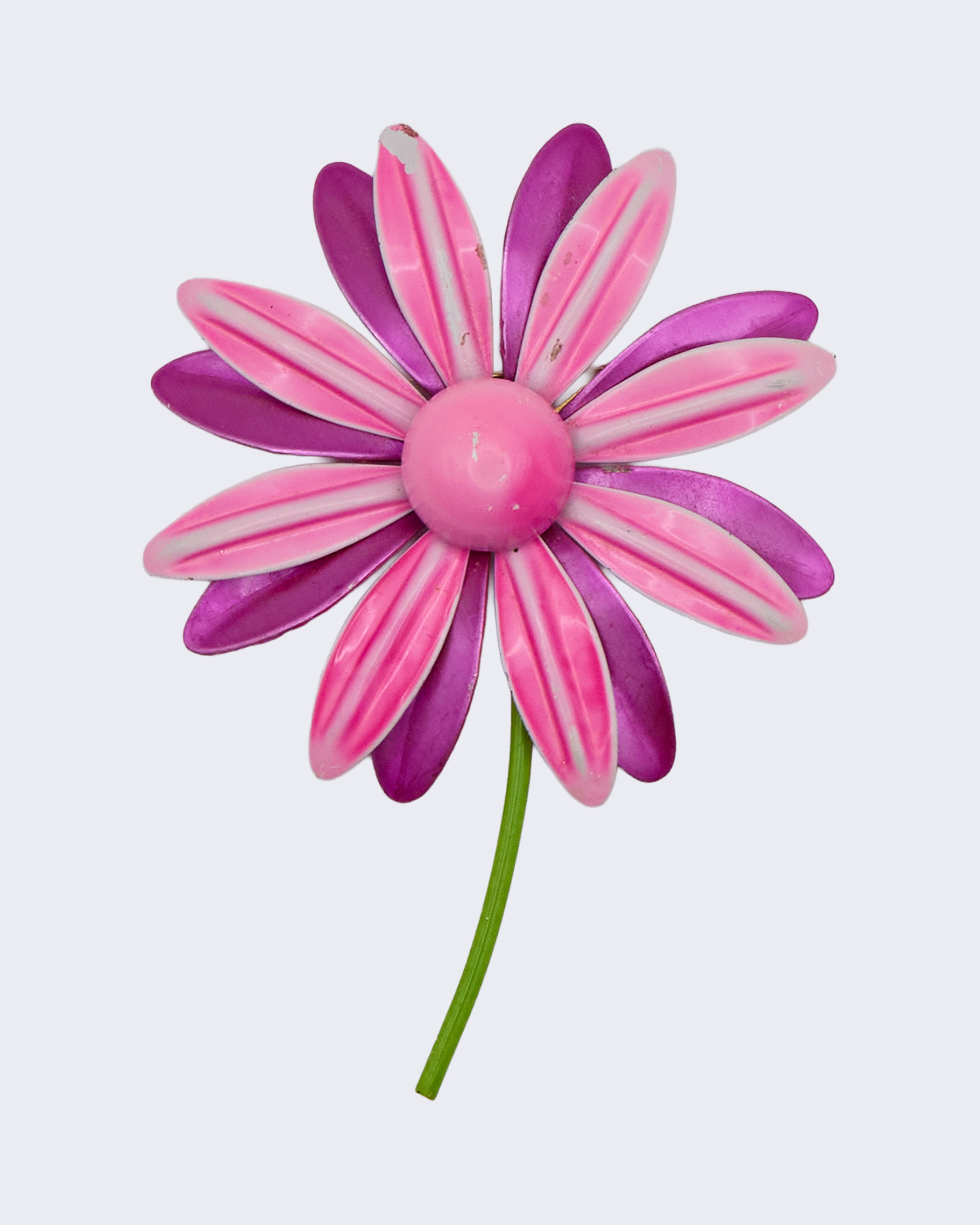 Spilla Vintage Margherita Rosa e Viola Smaltata – Anni 70