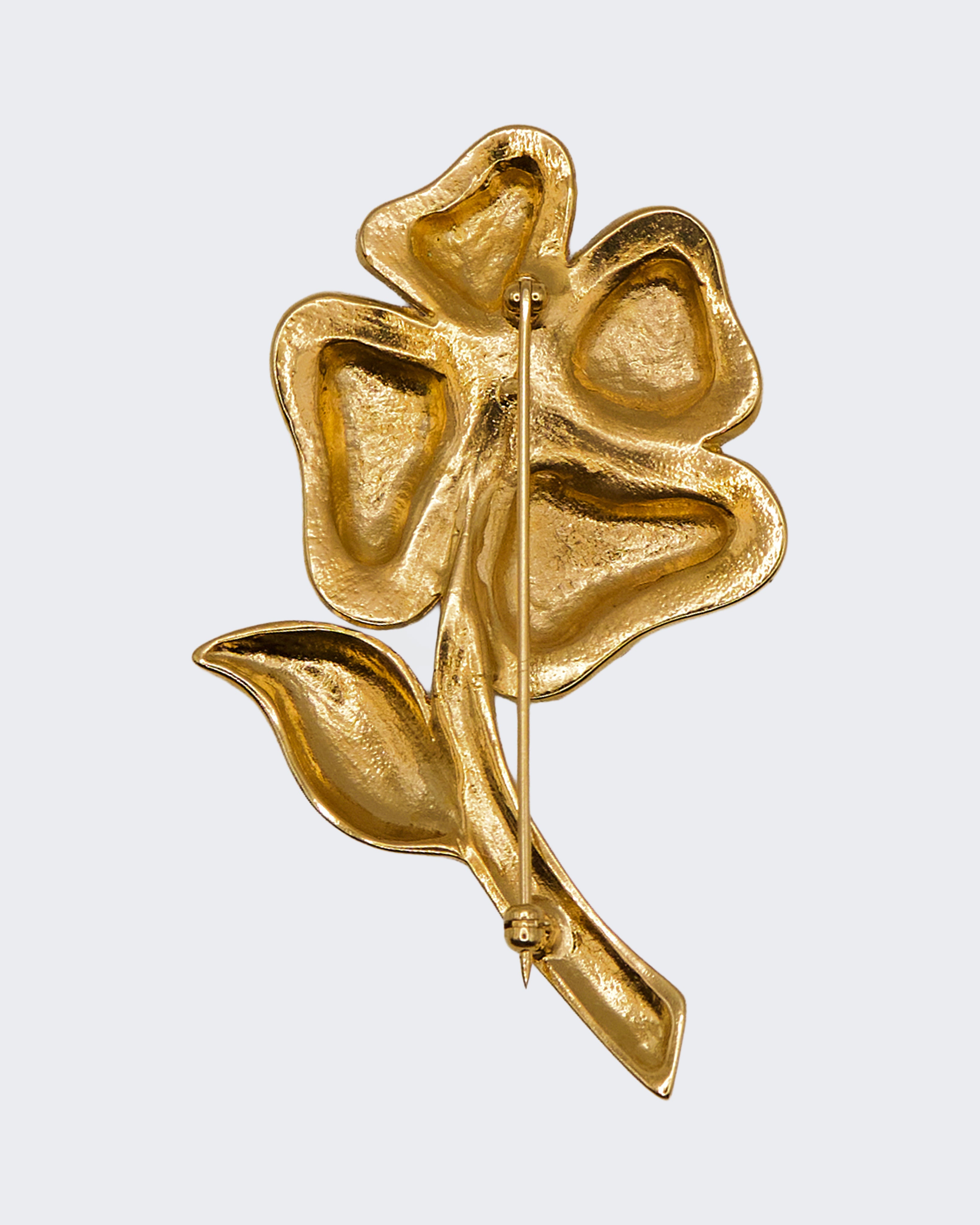 Spilla Floreale Vintage Anni ’50 Placcata Oro con Cristalli – Design Retro Scultoreo