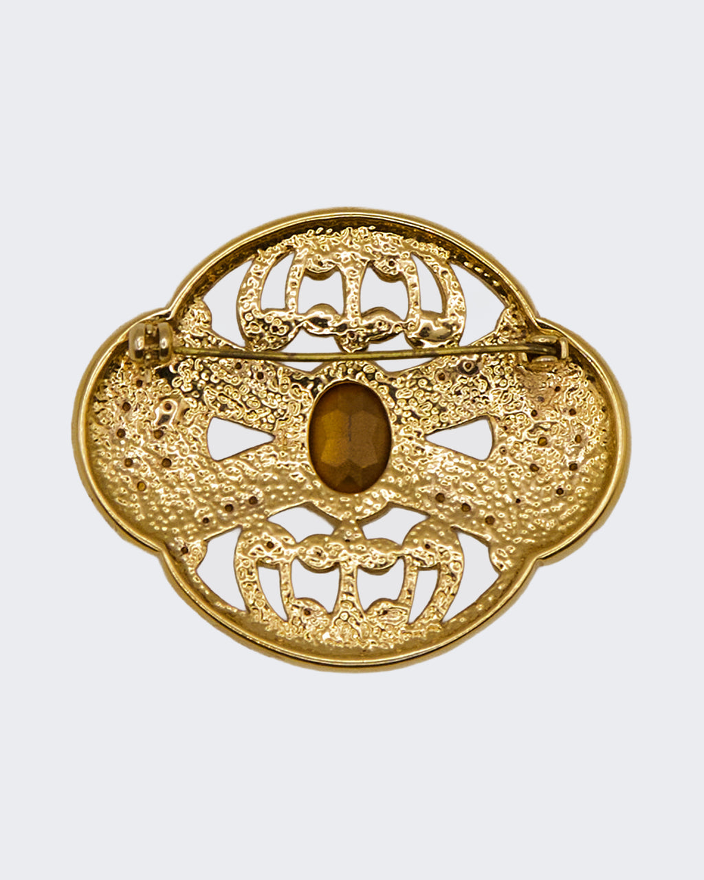 Spilla Vintage Art Déco/Vittoriana con Cristallo e Strass – Oro e Argento, 5,5 cm