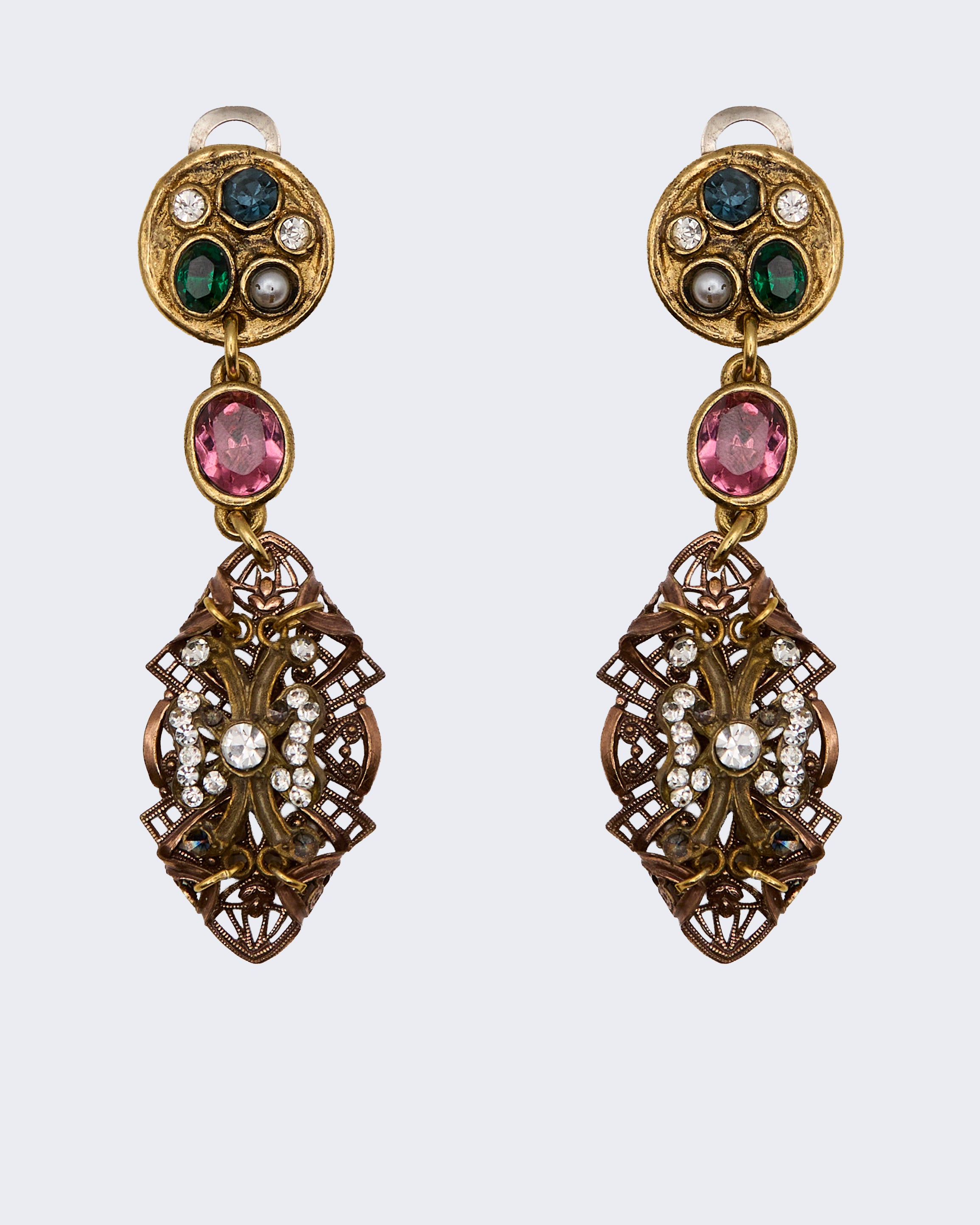 Boucles d'oreilles pendantes et pierres multicolores